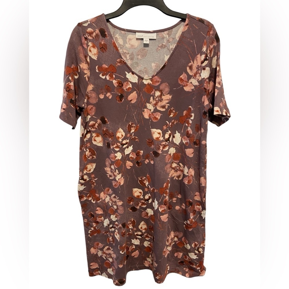 Purejill Women’s Affinity French Terry Floral Midi Shirt Dress Small